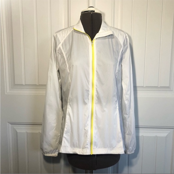 Reebok Nylon Flight Wind Zipper Pockets White  Lightweight Running Gym Jacket M - Picture 4 of 14